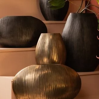 PTMD Pot Jowad Antique Gold alu sheet pot rib hoog ovaal  S