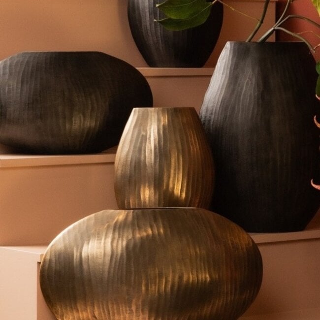 PTMD Pot Jowad Antique Gold alu sheet pot rib hoog ovaal  S