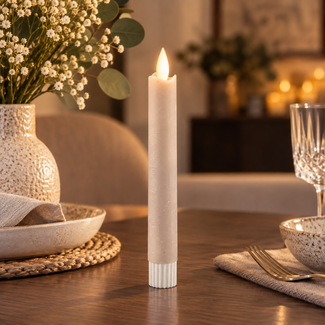 PTMD LED Dinerkaars rustiek beige beweegbare vlam 2 stuks - kort model