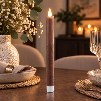 PTMD LED Dinerkaars rustiek bruin met beweegbare vlam – 2 stuks