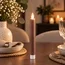PTMD LED Dinerkaarsen rustiek bruin met beweegbare vlam kort – 2 stuks