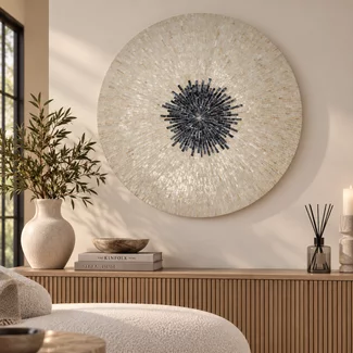 PTMD Wandornament Vojtech Wit rond bamboo M