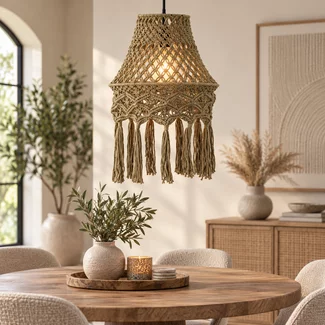 PTMD Hanglamp Milley Green cotton macrame