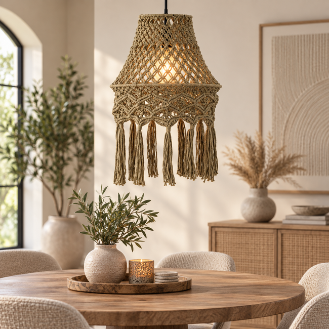 PTMD Hanglamp Milley Green cotton macrame