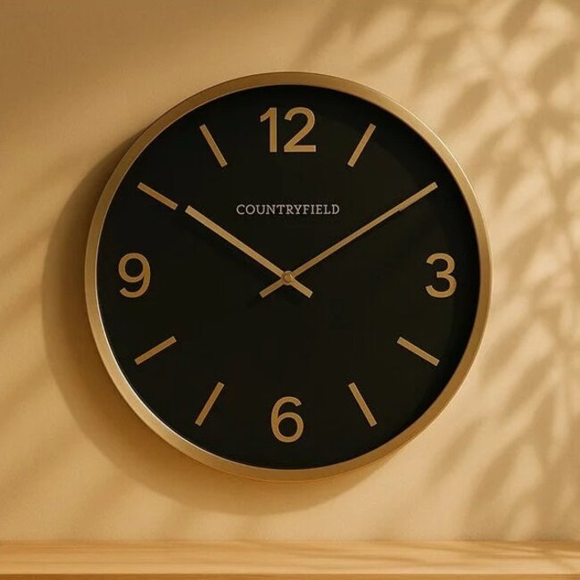 Countryfield Wandklok Copper L zwart / goud Ø 50 cm