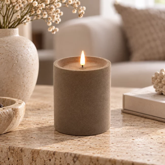 Countryfield Stompkaars Lyon LED velvet taupe S - Ø 10 x 10 cm