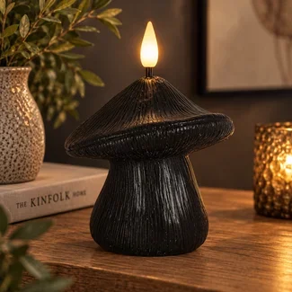 Countryfield Paddestoel kaars LED Lyon S zwart