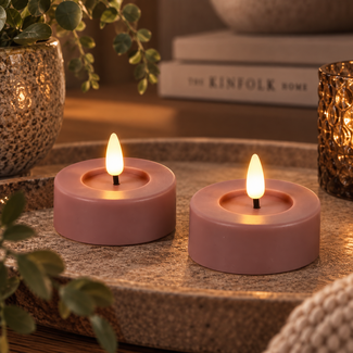 Countryfield Maxi theelicht Ø6,7CM LED Patio set van 2 roze