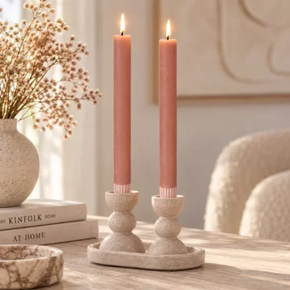 Countryfield Dinerkaars LED Diner rustiek roze met beweegbare vlam – 2 stuks