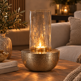 Countryfield Theelicht Arlette XL geborsteld goud