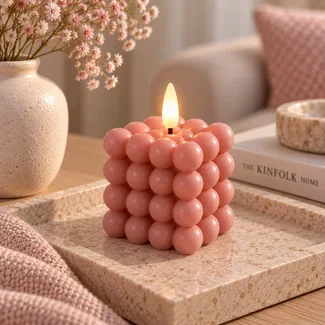 Countryfield Bolletjes kaars LED Lyon roze M