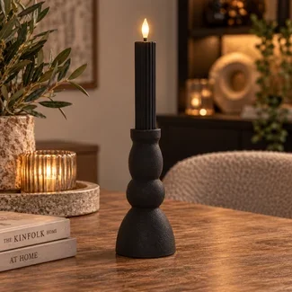 Countryfield Kandelaar + Kaars LED Tabe L zwart