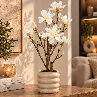 Countryfield Kunstplant Magnolia S wit 54 cm hoog