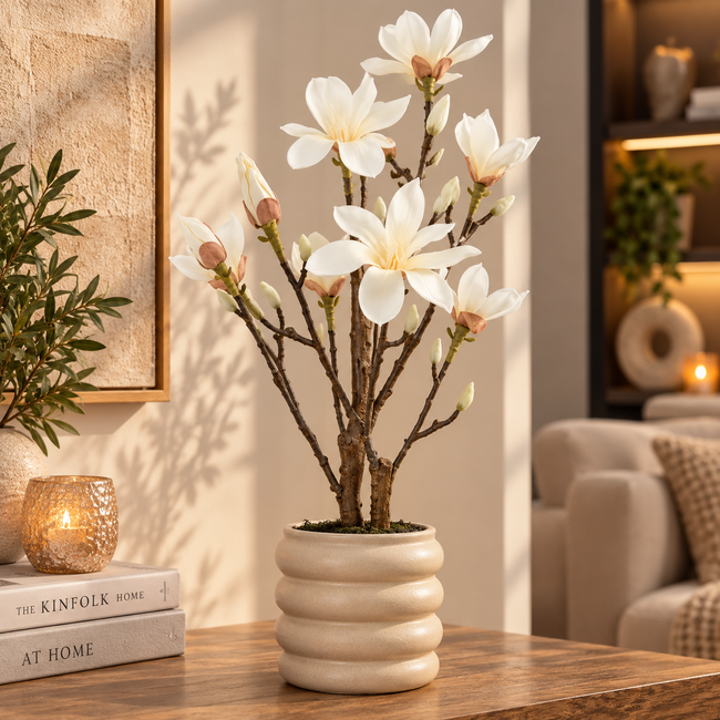 Countryfield Kunstplant Magnolia S wit 54 cm hoog