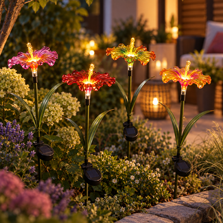 Countryfield Tuinsteker Hibiscus Solar LED - set van 4 tuinstekers