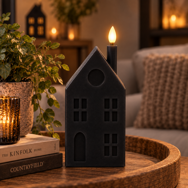 Countryfield Huis kaars LED Lyon L zwart