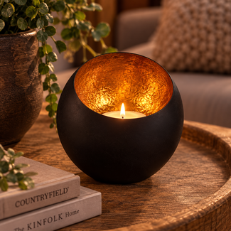 Countryfield Theelicht Obion M zwart / goud