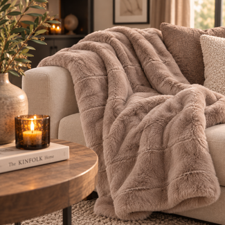Countryfield Plaid Imitatiebont Cosy Eloise grijs bruin