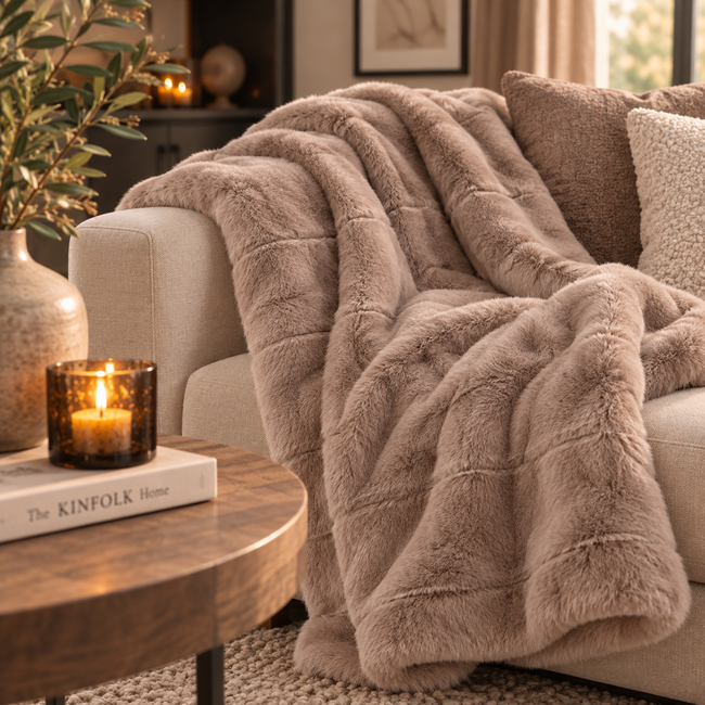 Countryfield Plaid Imitatiebont Cosy Eloise grijs bruin