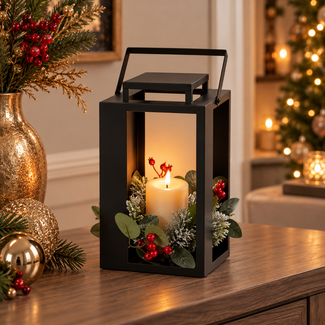 Countryfield Lantaarn met kaars LED Arles S zwart-L18,5B18,5H35CM