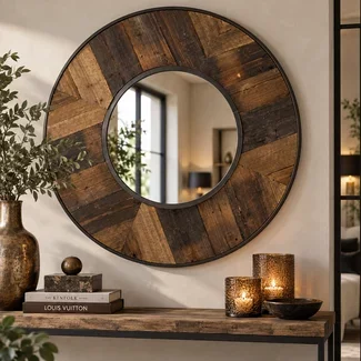 Countryfield Spiegel Kristof hout met metalen rand