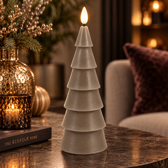 Countryfield Kerstboomkaars strak LED Lyon L grijs