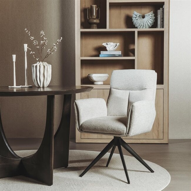 Tower Living Varzo Armstoel - Toro 25 cream (draaibaar) - Frame anodic frame