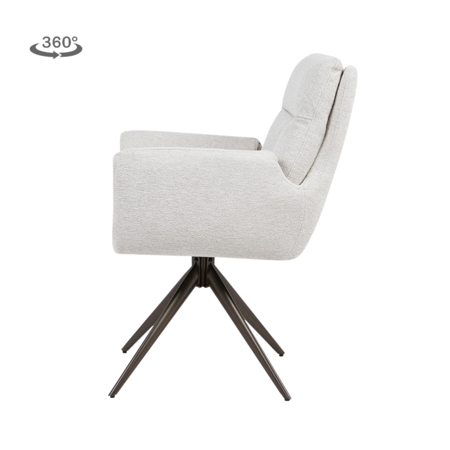 Tower Living Varzo Armstoel - Toro 25 cream (draaibaar) - Frame anodic frame