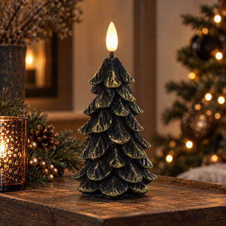 Countryfield Kerstboomkaars LED Lyon XL zwart / groen