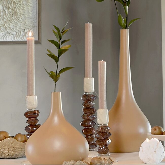 Light en Living Kandelaar Ø11,5x35 cm ESTINA crème+donker bruin