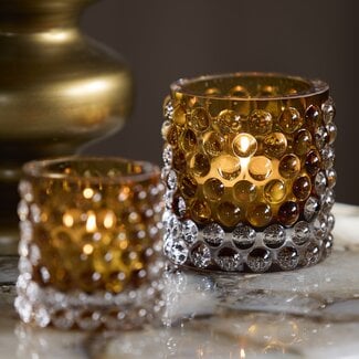 Light en Living Theelicht Ø10x9,5 cm SUSURRO glas amber