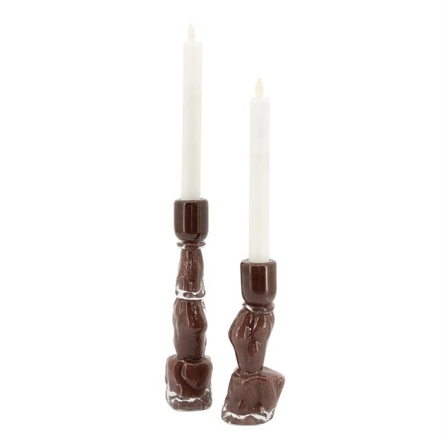 By Boo Kandelaren Liqo – bruin – Set van 2