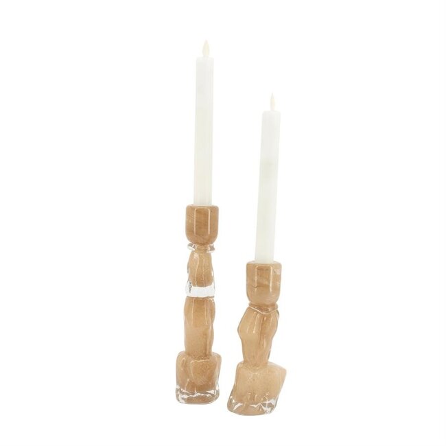 By Boo Kandelaren Liqo – lichtbruin – Set van 2
