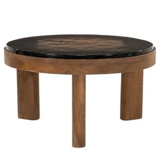 By Boo Salontafel Lucent Mangohout & Glas Ø60 cm
