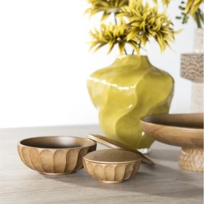 By Boo Schaal met Deksel Yori Groot Bruin 19 cm