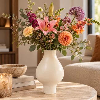 Light en Living Vaas deco Ø18,5x29,5 cm ZAROTI keramiek crème