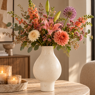Light en Living Vaas deco Ø24x40,5 cm ZAROTI keramiek crème
