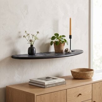 Light en Living Wandplank 110x25x3 cm GINOSA hout  mat zwart