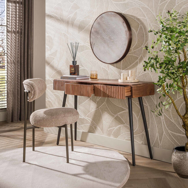 WoonStijl Haltafel / kaptafel Curve 3 lades Acacia Bruin.