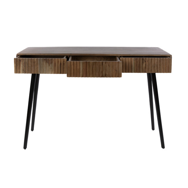 WoonStijl Haltafel / kaptafel Curve 3 lades Acacia Bruin.