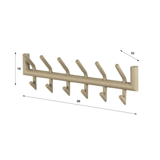 WoonStijl Kapstok Tubo 2x6 haken Beige
