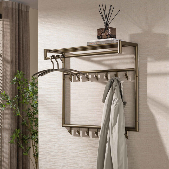 WoonStijl Kapstok Tubo hoog 2x7 haken Drift bruin