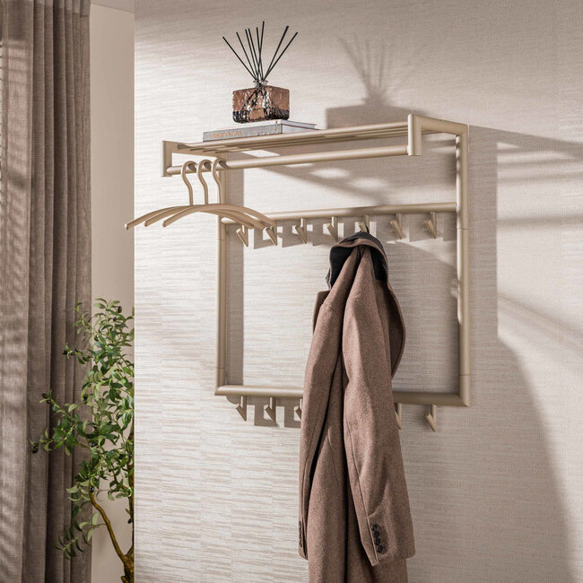WoonStijl Kapstok Tubo hoog 2x7 haken Beige