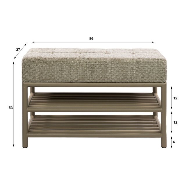 WoonStijl Schoenenbank Terra 85cm Beige