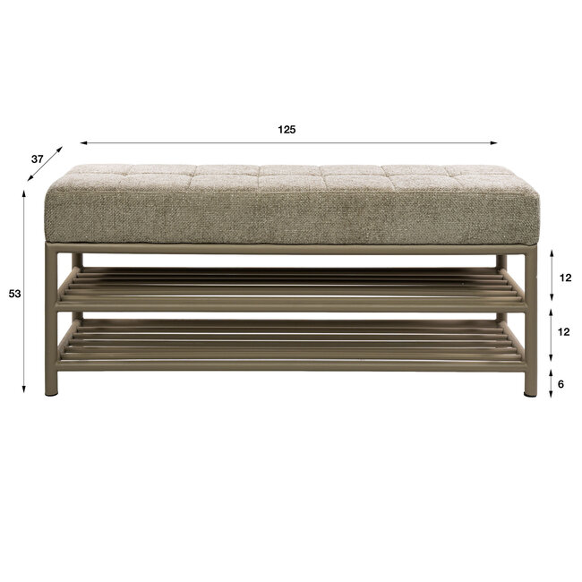 WoonStijl Schoenenbank Terra 125cm Beige