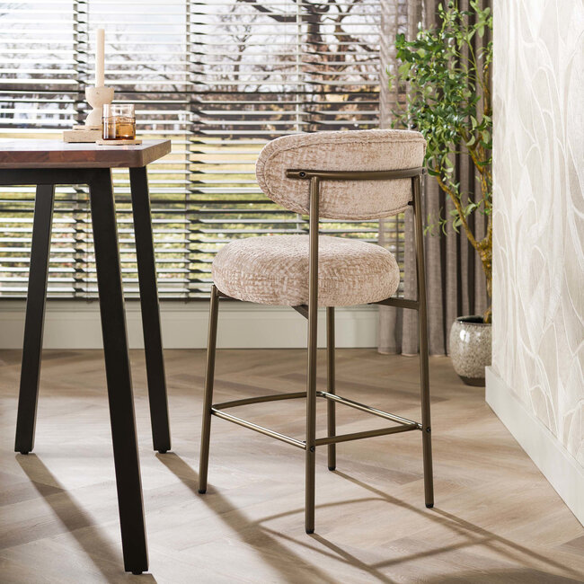 WoonStijl Barstoel Round Cargo zand - frame bruin