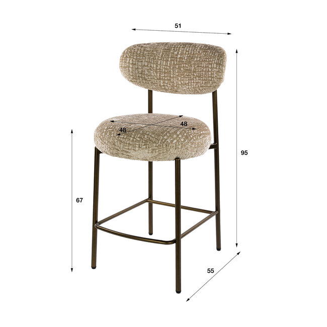 WoonStijl Barstoel Round Cargo zand - frame bruin