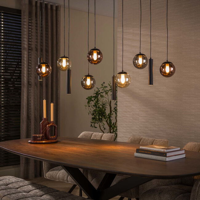 WoonStijl Hanglamp Orb 6+5-lichts Zwart