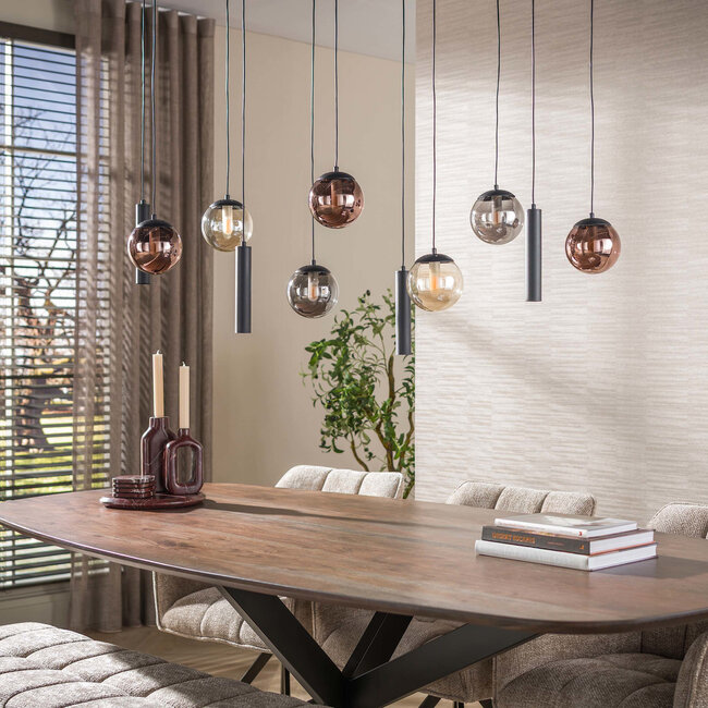 WoonStijl Hanglamp Orb 6+5-lichts Zwart