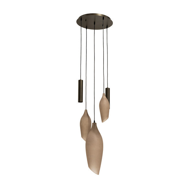 WoonStijl Hanglamp Cocoon pendel getrapt 5-lichts Sienna bruin-frosted
